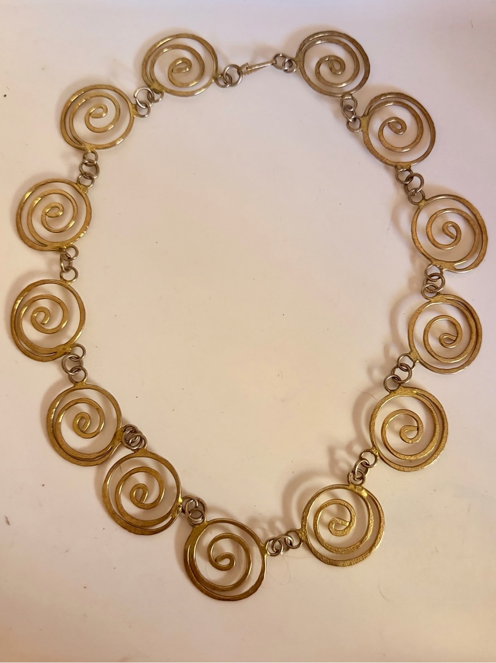 Greek Goddess Spiral Link Necklace in Goldtone - 18”